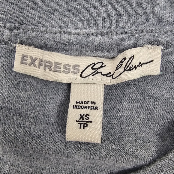 Express One Eleven Women's‎ XS Body Contour Stretch Bodysuit Gray SS Crew Neck - Picture 2 of 8